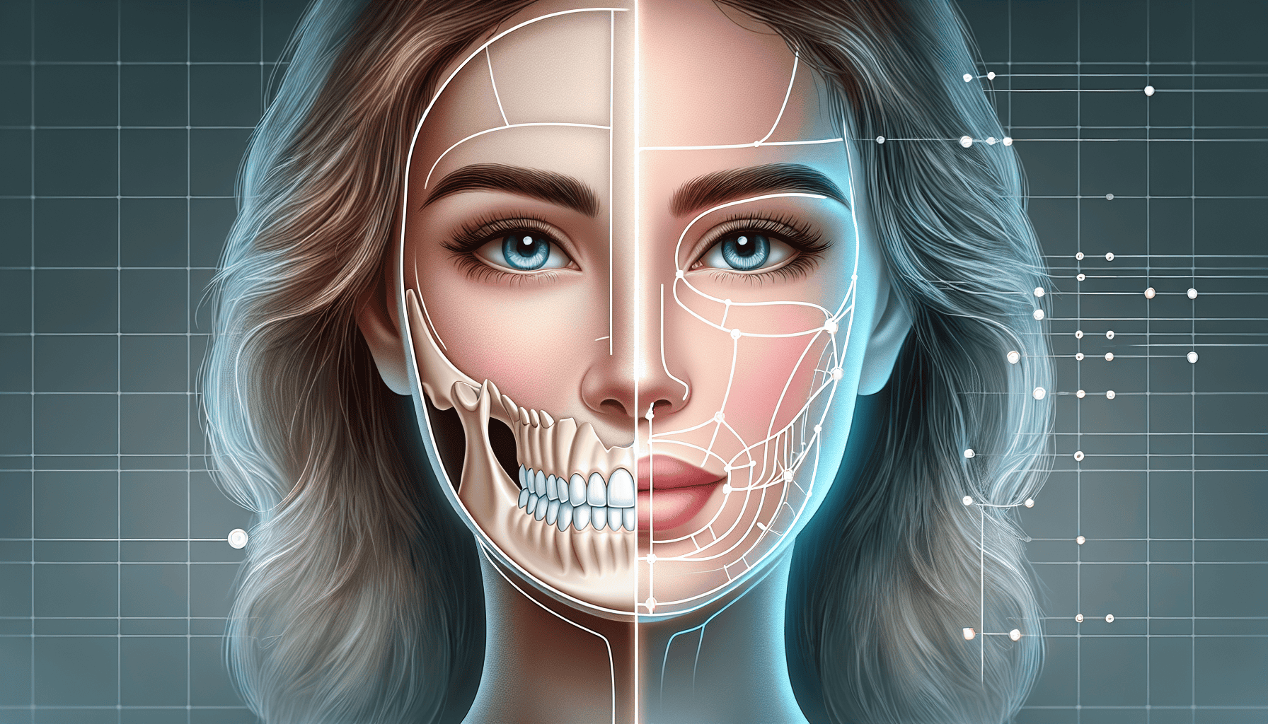 Illustration of facial growth and tooth positioning