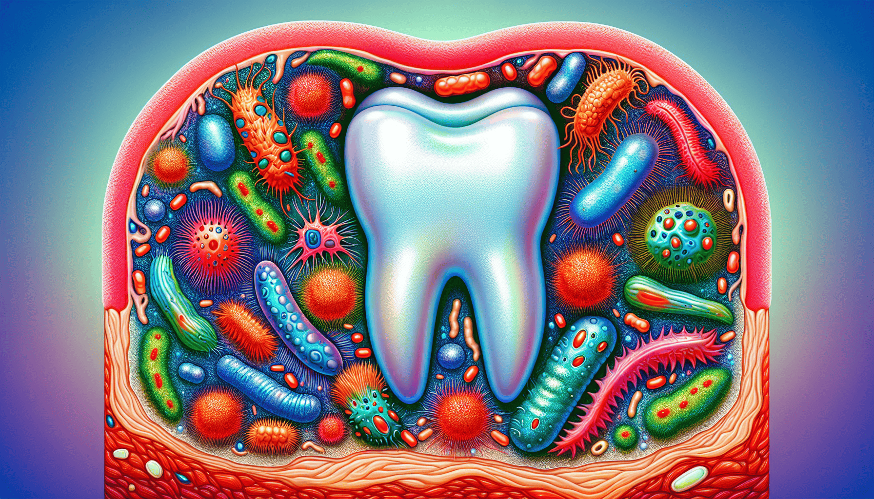 Illustration of oral bacteria causing inflammation